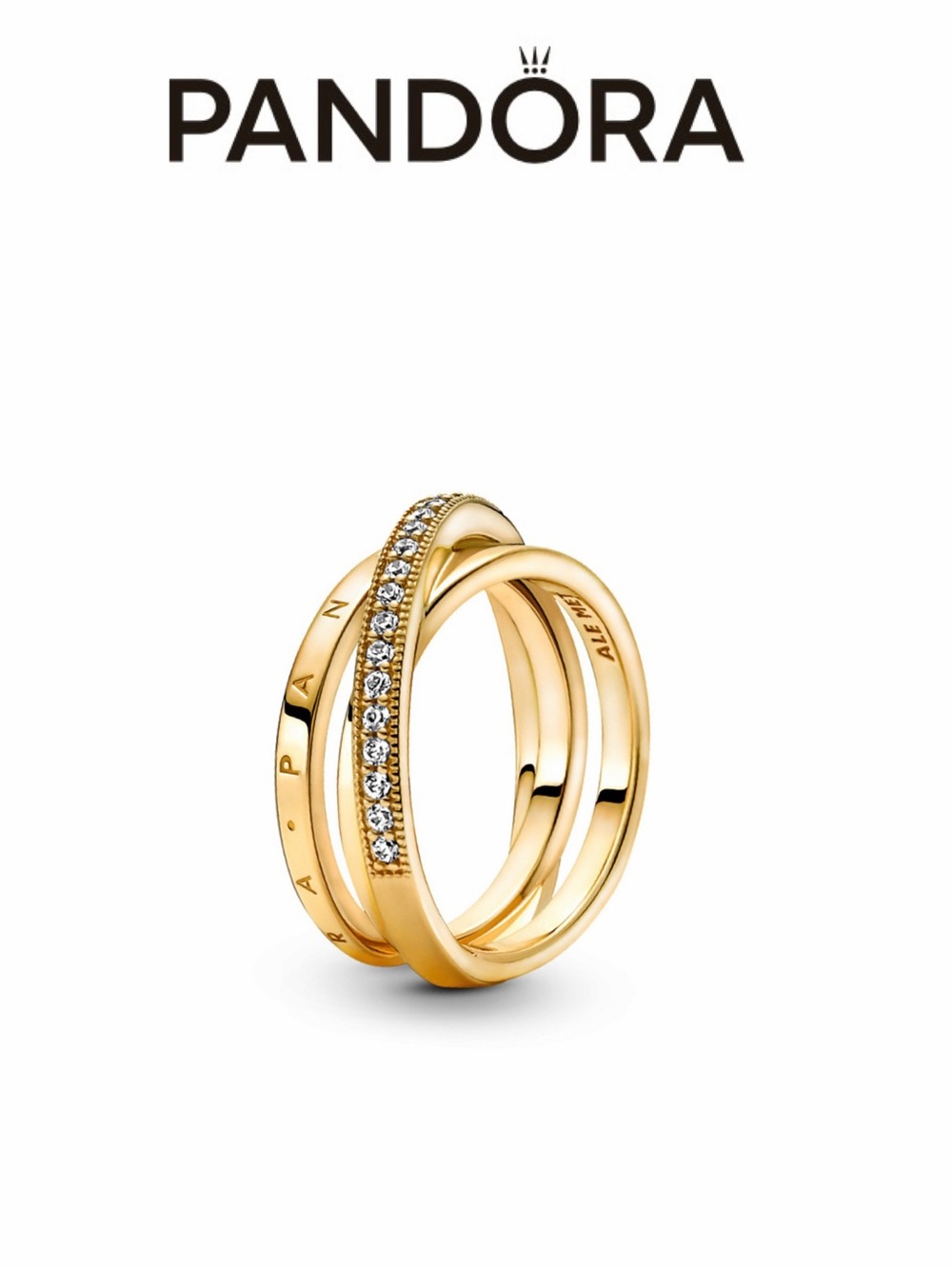PANDORA - Crossover Pavé Triple Band Ring size 7.5 | 56mm